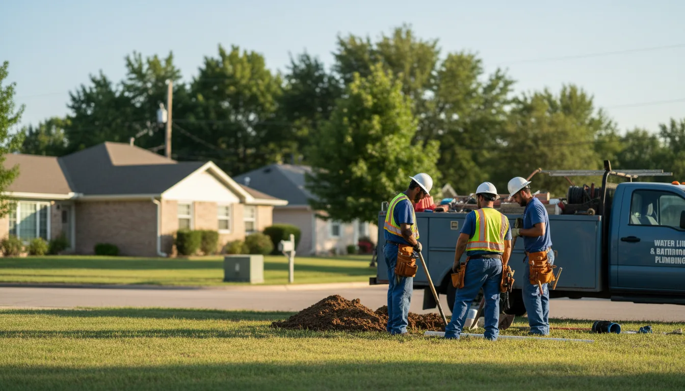 Residential water line and bathroom plumbing service in Prague, OK